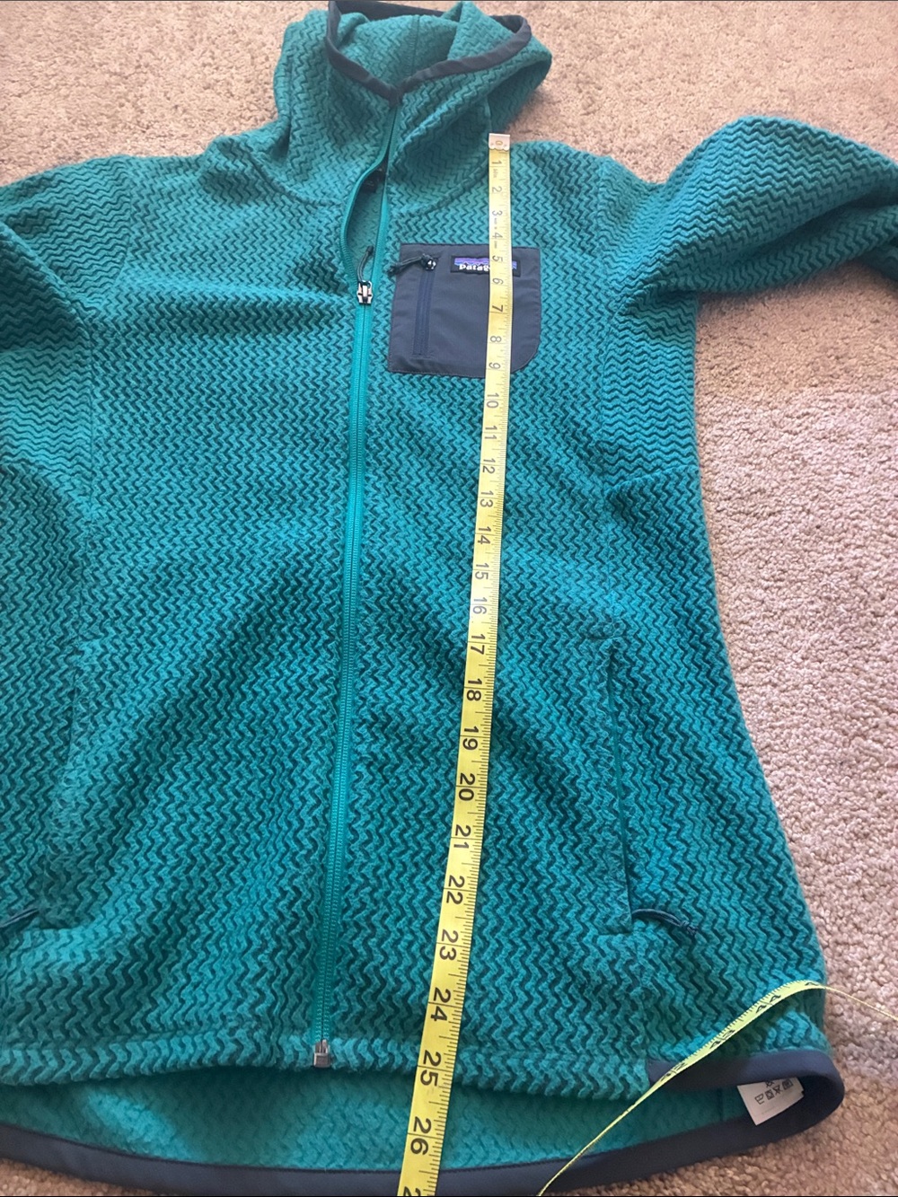 Patagonia R1 Air Full Zip Hooded Fleece Jacket Teal Green Women size S - Picture 8 of 8